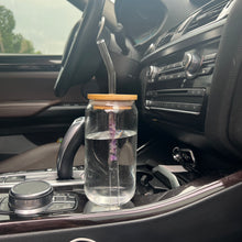 Load image into Gallery viewer, bamboo lid tumbler with nature crystal quartz straw