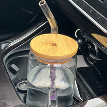 Load image into Gallery viewer, bamboo lid tumbler with nature crystal quartz straw