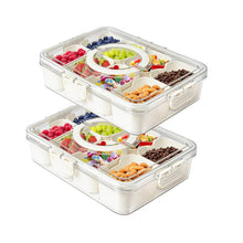 Load image into Gallery viewer, Divided Serving Tray with Lid and Handle 8 Compartment Snackle Box Container