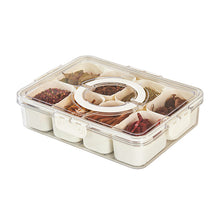 Load image into Gallery viewer, Divided Serving Tray with Lid and Handle 8 Compartment Snackle Box Container