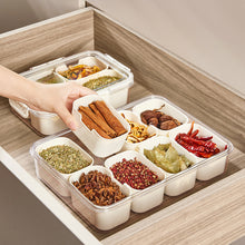 Load image into Gallery viewer, Divided Serving Tray with Lid and Handle 8 Compartment Snackle Box Container
