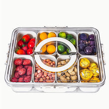Load image into Gallery viewer, Divided Serving Tray with Lid and Handle 8 Compartment Snackle Box Container