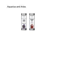 Load image into Gallery viewer, 12 Constellation Zodic Lucky Natural Crystal Quartz Glass Water bottle(2pcs set)