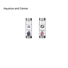 Load image into Gallery viewer, 12 Constellation Zodic Lucky Natural Crystal Quartz Glass Water bottle(2pcs set)