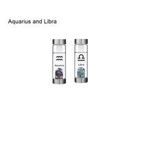 Load image into Gallery viewer, 12 Constellation Zodic Lucky Natural Crystal Quartz Glass Water bottle(2pcs set)