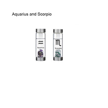 Load image into Gallery viewer, 12 Constellation Zodic Lucky Natural Crystal Quartz Glass Water bottle(2pcs set)