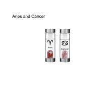 Load image into Gallery viewer, 12 Constellation Zodic Lucky Natural Crystal Quartz Glass Water bottle(2pcs set)