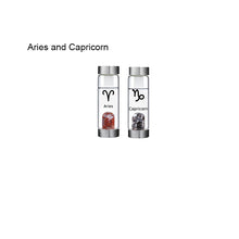 Load image into Gallery viewer, 12 Constellation Zodic Lucky Natural Crystal Quartz Glass Water bottle(2pcs set)