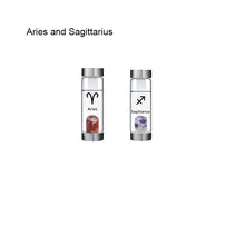 Load image into Gallery viewer, 12 Constellation Zodic Lucky Natural Crystal Quartz Glass Water bottle(2pcs set)