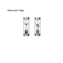 Load image into Gallery viewer, 12 Constellation Zodic Lucky Natural Crystal Quartz Glass Water bottle(2pcs set)