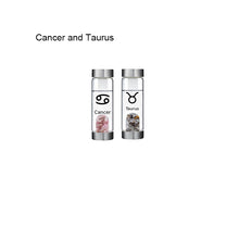 Load image into Gallery viewer, 12 Constellation Zodic Lucky Natural Crystal Quartz Glass Water bottle(2pcs set)