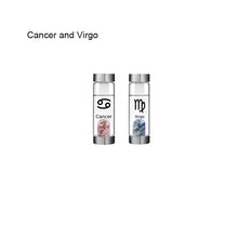 Load image into Gallery viewer, 12 Constellation Zodic Lucky Natural Crystal Quartz Glass Water bottle(2pcs set)