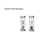 Load image into Gallery viewer, 12 Constellation Zodic Lucky Natural Crystal Quartz Glass Water bottle(2pcs set)