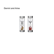 Load image into Gallery viewer, 12 Constellation Zodic Lucky Natural Crystal Quartz Glass Water bottle(2pcs set)