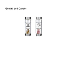 Load image into Gallery viewer, 12 Constellation Zodic Lucky Natural Crystal Quartz Glass Water bottle(2pcs set)