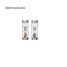 Load image into Gallery viewer, 12 Constellation Zodic Lucky Natural Crystal Quartz Glass Water bottle(2pcs set)
