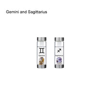 Load image into Gallery viewer, 12 Constellation Zodic Lucky Natural Crystal Quartz Glass Water bottle(2pcs set)