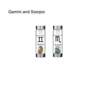 Load image into Gallery viewer, 12 Constellation Zodic Lucky Natural Crystal Quartz Glass Water bottle(2pcs set)