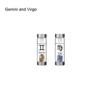 Load image into Gallery viewer, 12 Constellation Zodic Lucky Natural Crystal Quartz Glass Water bottle(2pcs set)