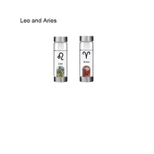 Load image into Gallery viewer, 12 Constellation Zodic Lucky Natural Crystal Quartz Glass Water bottle(2pcs set)
