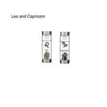 Load image into Gallery viewer, 12 Constellation Zodic Lucky Natural Crystal Quartz Glass Water bottle(2pcs set)
