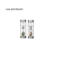 Load image into Gallery viewer, 12 Constellation Zodic Lucky Natural Crystal Quartz Glass Water bottle(2pcs set)