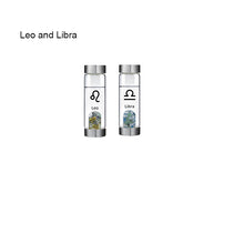Load image into Gallery viewer, 12 Constellation Zodic Lucky Natural Crystal Quartz Glass Water bottle(2pcs set)