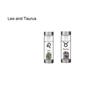 Load image into Gallery viewer, 12 Constellation Zodic Lucky Natural Crystal Quartz Glass Water bottle(2pcs set)