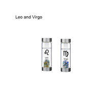 Load image into Gallery viewer, 12 Constellation Zodic Lucky Natural Crystal Quartz Glass Water bottle(2pcs set)