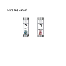 Load image into Gallery viewer, 12 Constellation Zodic Lucky Natural Crystal Quartz Glass Water bottle(2pcs set)