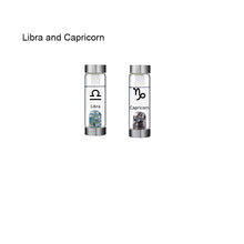 Load image into Gallery viewer, 12 Constellation Zodic Lucky Natural Crystal Quartz Glass Water bottle(2pcs set)