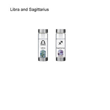 Load image into Gallery viewer, 12 Constellation Zodic Lucky Natural Crystal Quartz Glass Water bottle(2pcs set)