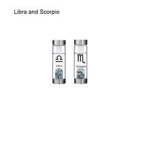 Load image into Gallery viewer, 12 Constellation Zodic Lucky Natural Crystal Quartz Glass Water bottle(2pcs set)