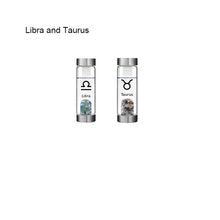 Load image into Gallery viewer, 12 Constellation Zodic Lucky Natural Crystal Quartz Glass Water bottle(2pcs set)