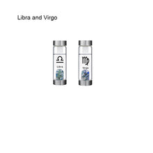 Load image into Gallery viewer, 12 Constellation Zodic Lucky Natural Crystal Quartz Glass Water bottle(2pcs set)