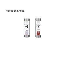 Load image into Gallery viewer, 12 Constellation Zodic Lucky Natural Crystal Quartz Glass Water bottle(2pcs set)