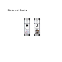 Load image into Gallery viewer, 12 Constellation Zodic Lucky Natural Crystal Quartz Glass Water bottle(2pcs set)