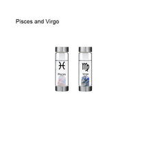 Load image into Gallery viewer, 12 Constellation Zodic Lucky Natural Crystal Quartz Glass Water bottle(2pcs set)