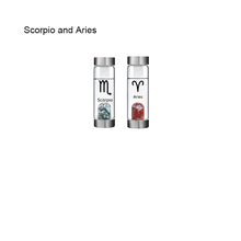 Load image into Gallery viewer, 12 Constellation Zodic Lucky Natural Crystal Quartz Glass Water bottle(2pcs set)