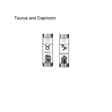 Load image into Gallery viewer, 12 Constellation Zodic Lucky Natural Crystal Quartz Glass Water bottle(2pcs set)