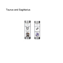 Load image into Gallery viewer, 12 Constellation Zodic Lucky Natural Crystal Quartz Glass Water bottle(2pcs set)