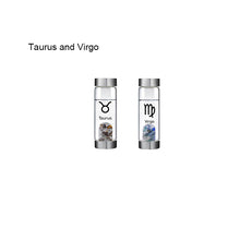 Load image into Gallery viewer, 12 Constellation Zodic Lucky Natural Crystal Quartz Glass Water bottle(2pcs set)