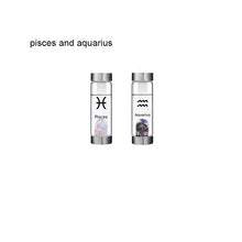 Load image into Gallery viewer, 12 Constellation Zodic Lucky Natural Crystal Quartz Glass Water bottle(2pcs set)
