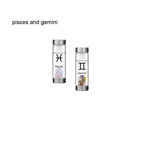 12 Constellation Zodic Lucky Natural Crystal Quartz Glass Water bottle(2pcs set)