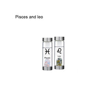 Load image into Gallery viewer, 12 Constellation Zodic Lucky Natural Crystal Quartz Glass Water bottle(2pcs set)