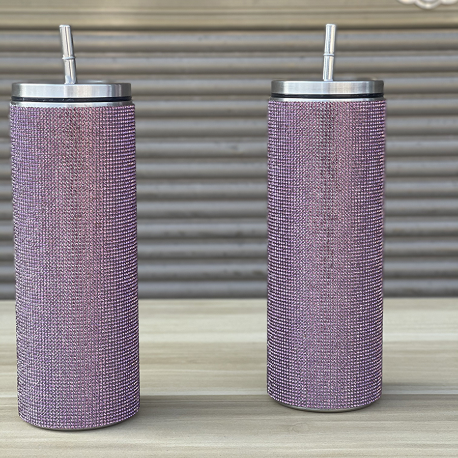 Bling Cups Rhinestones Tumbler with Straw Glitter Water Bottle Stainless Steel Straw Tumbler
