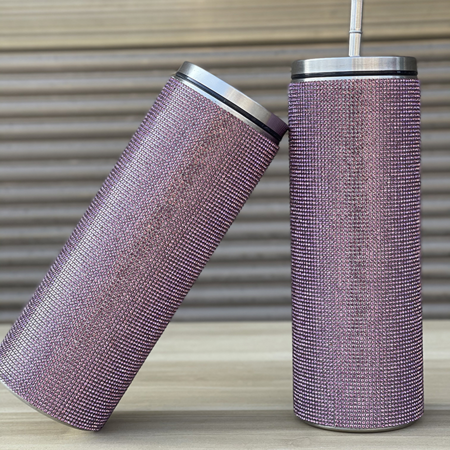 Bling Cups Rhinestones Tumbler with Straw Glitter Water Bottle Stainless Steel Straw Tumbler