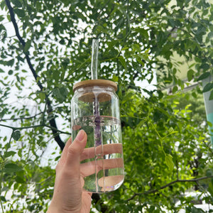 bamboo lid tumbler with nature crystal quartz straw