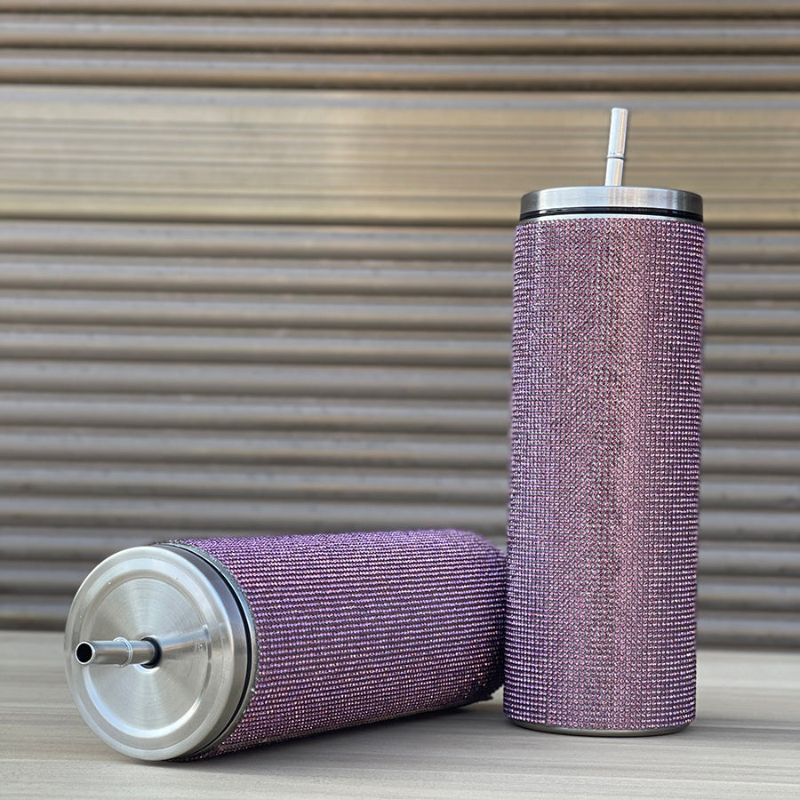 Bling Cups Rhinestones Tumbler with Straw Glitter Water Bottle Stainless Steel Straw Tumbler