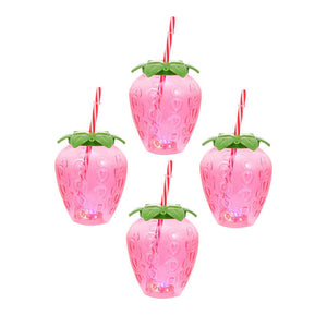 Transparent Strawberry Tumbler With Lid And Straw Kawaii Strawberry Cup